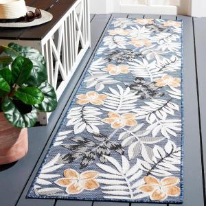 SAFAVIEH Washable Rug Outdoor Cabana Collection – 9′ x 12′, Blue & Grey, Non-Shedding & Easy to Clean, Ideal for Patio, Backyard, Mudroom (CBN405M)(Blue/Grey)