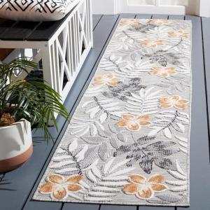 SAFAVIEH Washable Rug Outdoor Cabana Collection – 9′ x 12′, Blue & Grey, Non-Shedding & Easy to Clean, Ideal for Patio, Backyard, Mudroom (CBN405M)(Grey/Ivory)