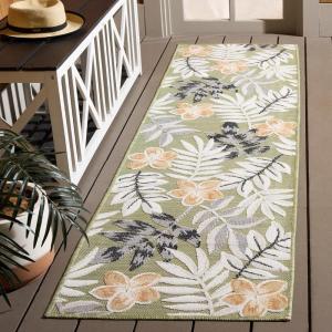 SAFAVIEH Washable Rug Outdoor Cabana Collection – 9′ x 12′, Blue & Grey, Non-Shedding & Easy to Clean, Ideal for Patio, Backyard, Mudroom (CBN405M)(Olive/Grey)