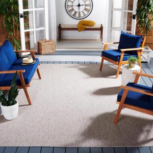 SAFAVIEH Washable Rug Outdoor Courtyard Collection – 10′ x 14′, Grey, Non-Shedding & Easy Cleaning, Ideal for Patio, Backyard, Mudroom (CY8520-36811)(Beige/Beige)
