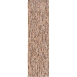 SAFAVIEH Washable Rug Outdoor Courtyard Collection – 10′ x 14′, Grey, Non-Shedding & Easy Cleaning, Ideal for Patio, Backyard, Mudroom (CY8520-36811)(Dark Grey/Rust)