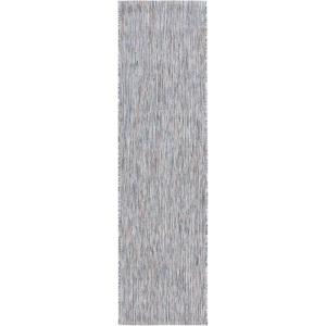 SAFAVIEH Washable Rug Outdoor Courtyard Collection – 10′ x 14′, Grey, Non-Shedding & Easy Cleaning, Ideal for Patio, Backyard, Mudroom (CY8520-36811)(Ivory Blue/Beige)