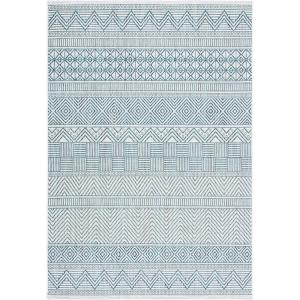 SAFAVIEH Washable Rug Outdoor Courtyard Collection – 5’3″ x 7’7″, Black & Grey, Non-Shedding & Easy Cleaning, Ideal for Patio, Backyard, Mudroom (CY8196-37612)(Ivory/Turquoise)