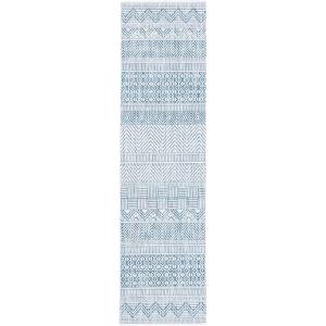 SAFAVIEH Washable Rug Outdoor Courtyard Collection – 5’3″ x 7’7″, Black & Grey, Non-Shedding & Easy Cleaning, Ideal for Patio, Backyard, Mudroom (CY8196-37612)(Ivory/Navy)