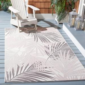 SAFAVIEH Washable Rug Outdoor Courtyard Collection – 5’5″ x 7’7″, Ivory & Pink, Non-Shedding & Easy Cleaning, Ideal for Patio, Backyard, Mudroom (CY8837-56212)(Ivory/Pink)