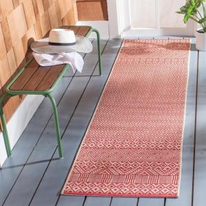 SAFAVIEH Washable Rug Outdoor Courtyard Collection – 8′ x 10′, Beige & Red, Non-Shedding & Easy Cleaning, Ideal for Patio, Backyard, Mudroom, DIning Space (CY6235-23812)(Beige/Red)