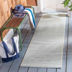 SAFAVIEH Washable Rug Outdoor Courtyard Collection – 8′ x 10′, Beige & Red, Non-Shedding & Easy Cleaning, Ideal for Patio, Backyard, Mudroom, DIning Space (CY6235-23812)(Beige/Aqua)