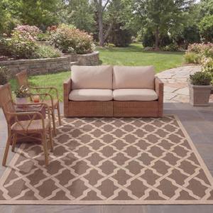 SAFAVIEH Washable Rug Outdoor Courtyard Collection – 8′ x 10′, Dark Beige & Beige, Non-Shedding & Easy Cleaning, Ideal for Patio, Backyard, Mudroom (CYS2652-079)