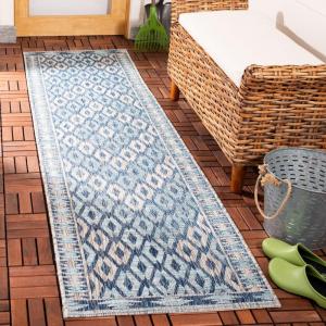SAFAVIEH Washable Rug Outdoor Courtyard Collection – 9′ x 12′, Navy & Grey, Non-Shedding & Easy Cleaning, Ideal for Patio, Backyard, Mudroom (CY8531-36821)(Navy/Grey)