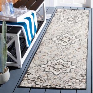 SAFAVIEH Washable Rug Outdoor Sunrise Collection – 8′ x 10′, Grey & Beige Black, Non-Shedding & Easy to Clean, Ideal for Patio, Backyard, Mudroom (SUN696F)(Grey/Beige Black)