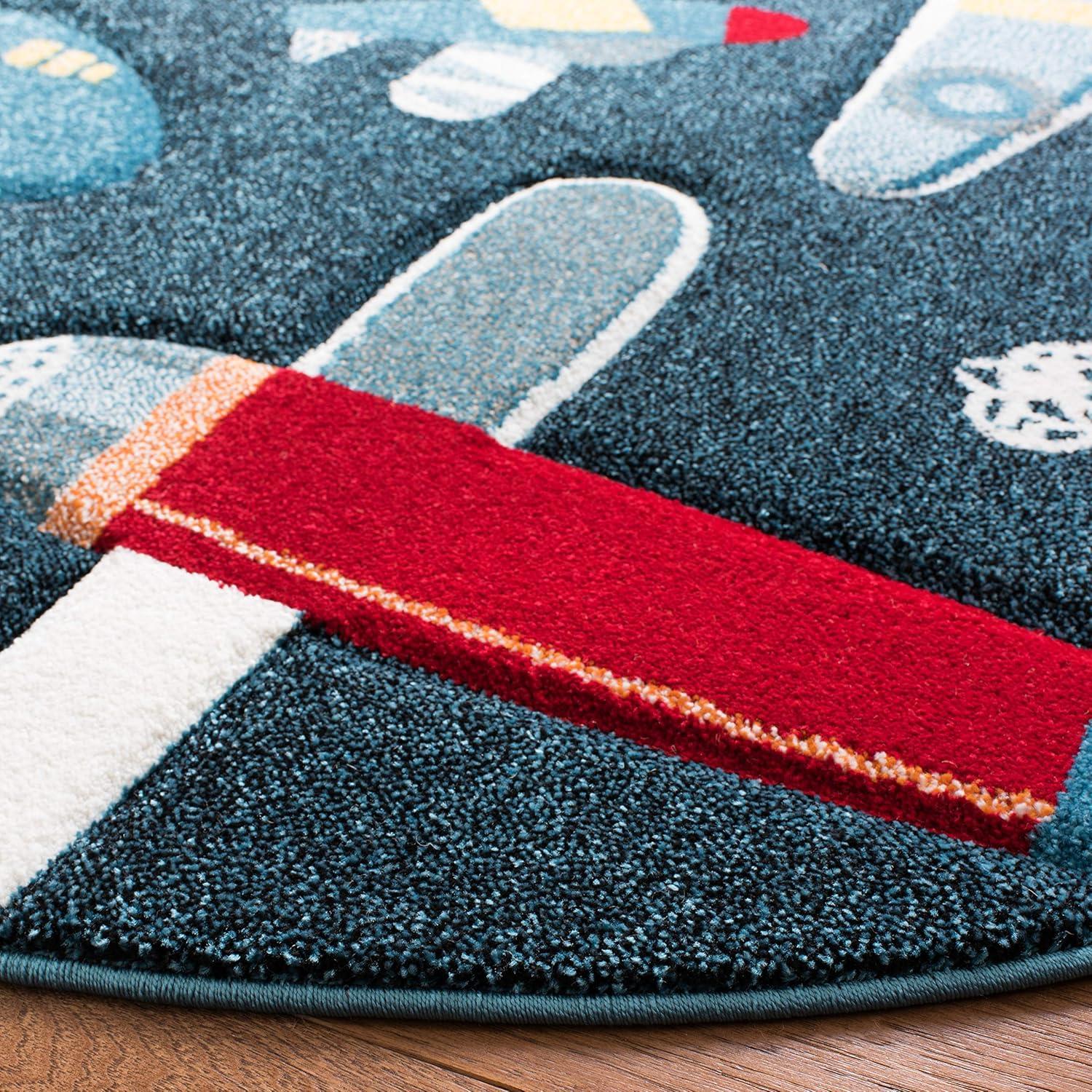 image:imageSAFAVIEH Carousel Kids Collection Accent Rug 4 x 6 Ivory amp Blue NonShedding amp Easy Care Ideal for High Traffic Areas for Boys amp Girls in Playroom Nursery Bedroom CRK167ANavyIvory