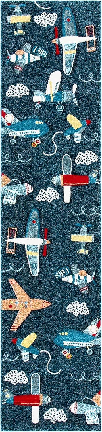 image:imageSAFAVIEH Carousel Kids Collection Accent Rug 4 x 6 Ivory amp Blue NonShedding amp Easy Care Ideal for High Traffic Areas for Boys amp Girls in Playroom Nursery Bedroom CRK167ANavyIvory