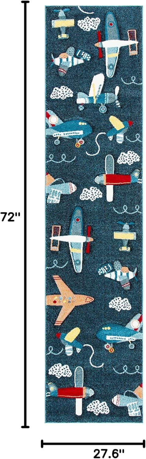 image:imageSAFAVIEH Carousel Kids Collection Accent Rug 4 x 6 Ivory amp Blue NonShedding amp Easy Care Ideal for High Traffic Areas for Boys amp Girls in Playroom Nursery Bedroom CRK167ANavyIvory