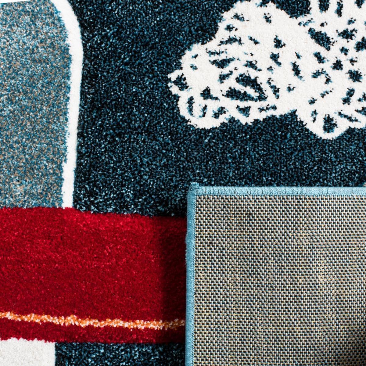 image:imageSAFAVIEH Carousel Kids Collection Accent Rug 4 x 6 Ivory amp Blue NonShedding amp Easy Care Ideal for High Traffic Areas for Boys amp Girls in Playroom Nursery Bedroom CRK167ANavyIvory
