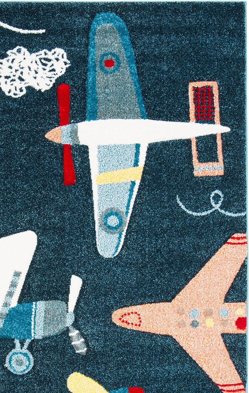 image:imageSAFAVIEH Carousel Kids Collection Accent Rug 4 x 6 Ivory amp Blue NonShedding amp Easy Care Ideal for High Traffic Areas for Boys amp Girls in Playroom Nursery Bedroom CRK167ANavyIvory