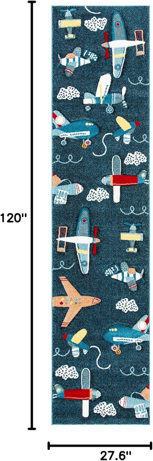 image:imageSAFAVIEH Carousel Kids Collection Accent Rug 4 x 6 Ivory amp Blue NonShedding amp Easy Care Ideal for High Traffic Areas for Boys amp Girls in Playroom Nursery Bedroom CRK167ANavyIvory