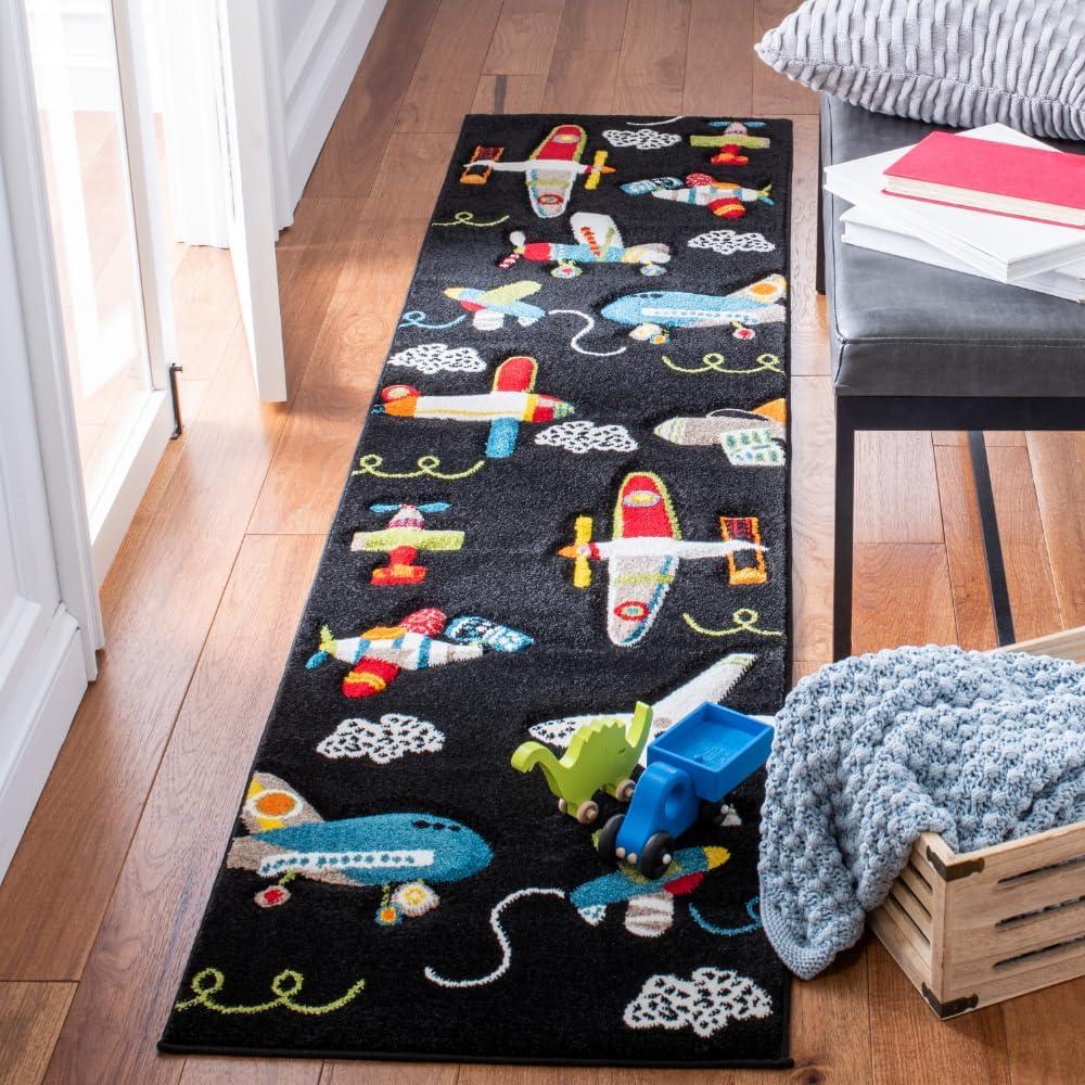 image:imageSAFAVIEH Carousel Kids Collection Accent Rug 4 x 6 Ivory amp Blue NonShedding amp Easy Care Ideal for High Traffic Areas for Boys amp Girls in Playroom Nursery Bedroom CRK167ABlackIvory