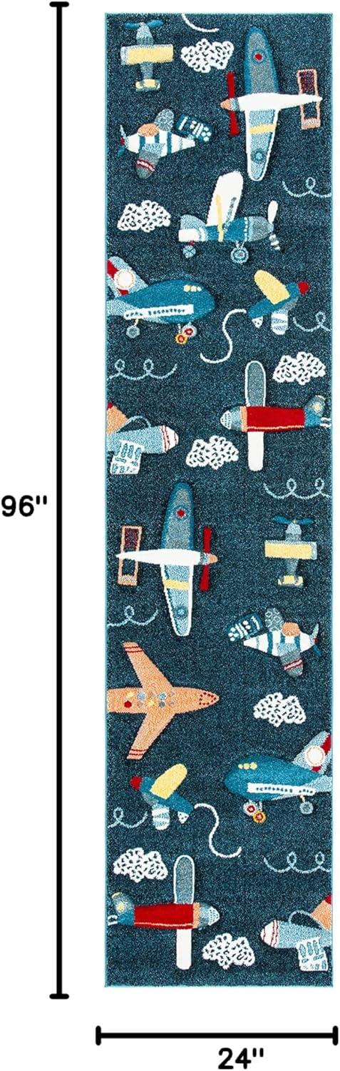image:imageSAFAVIEH Carousel Kids Collection Accent Rug 4 x 6 Ivory amp Blue NonShedding amp Easy Care Ideal for High Traffic Areas for Boys amp Girls in Playroom Nursery Bedroom CRK167ANavyIvory