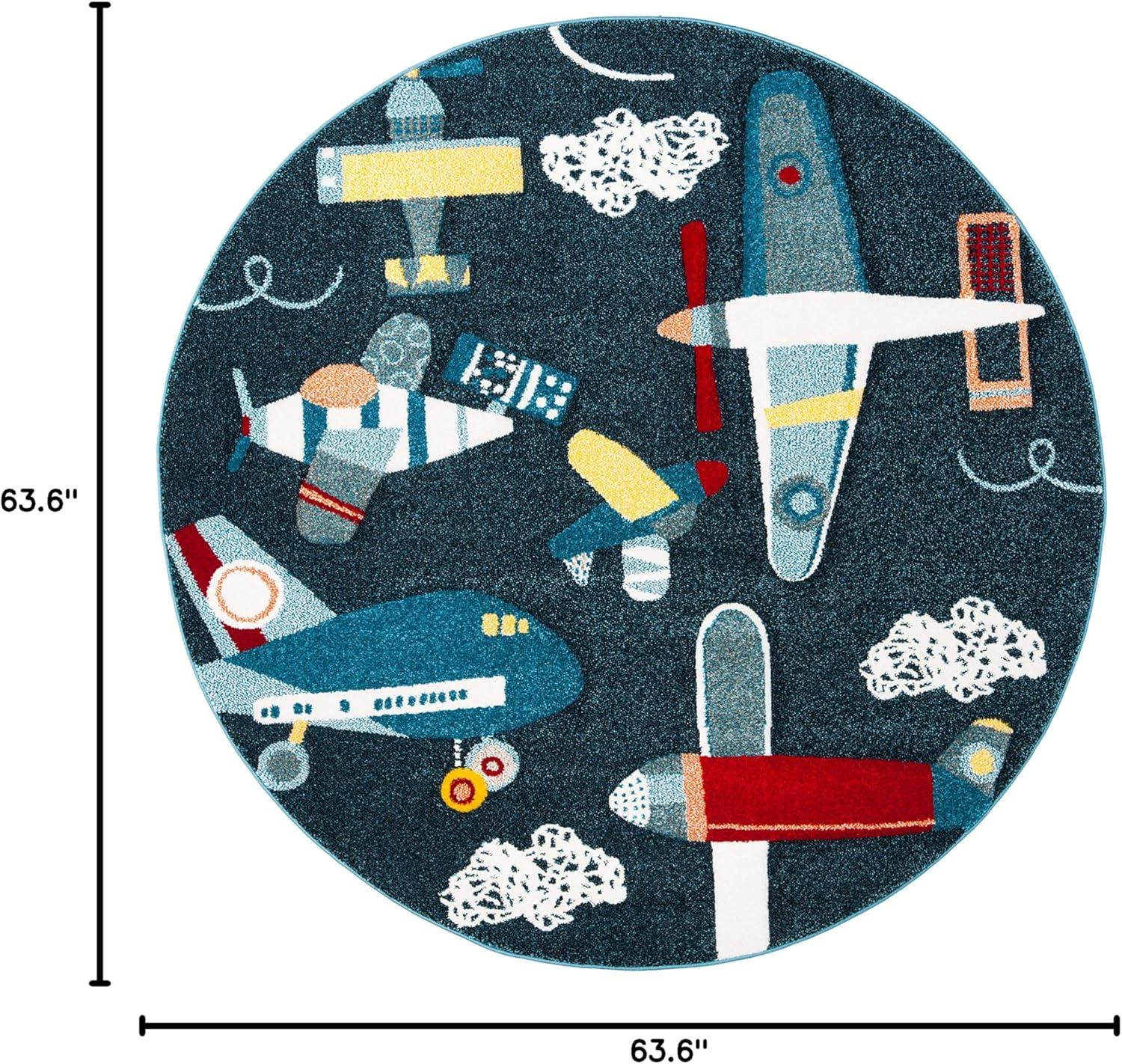 image:imageSAFAVIEH Carousel Kids Collection Accent Rug 4 x 6 Ivory amp Blue NonShedding amp Easy Care Ideal for High Traffic Areas for Boys amp Girls in Playroom Nursery Bedroom CRK167ANavyIvory