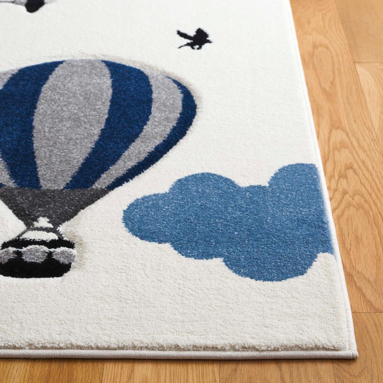 image:imageSAFAVIEH Carousel Kids Collection Area Rug 53 x 76 Light Grey amp Red NonShedding amp Easy Care Ideal for High Traffic Areas for Boys amp Girls in Playroom Nursery Bedroom CRK137FIvoryBlue