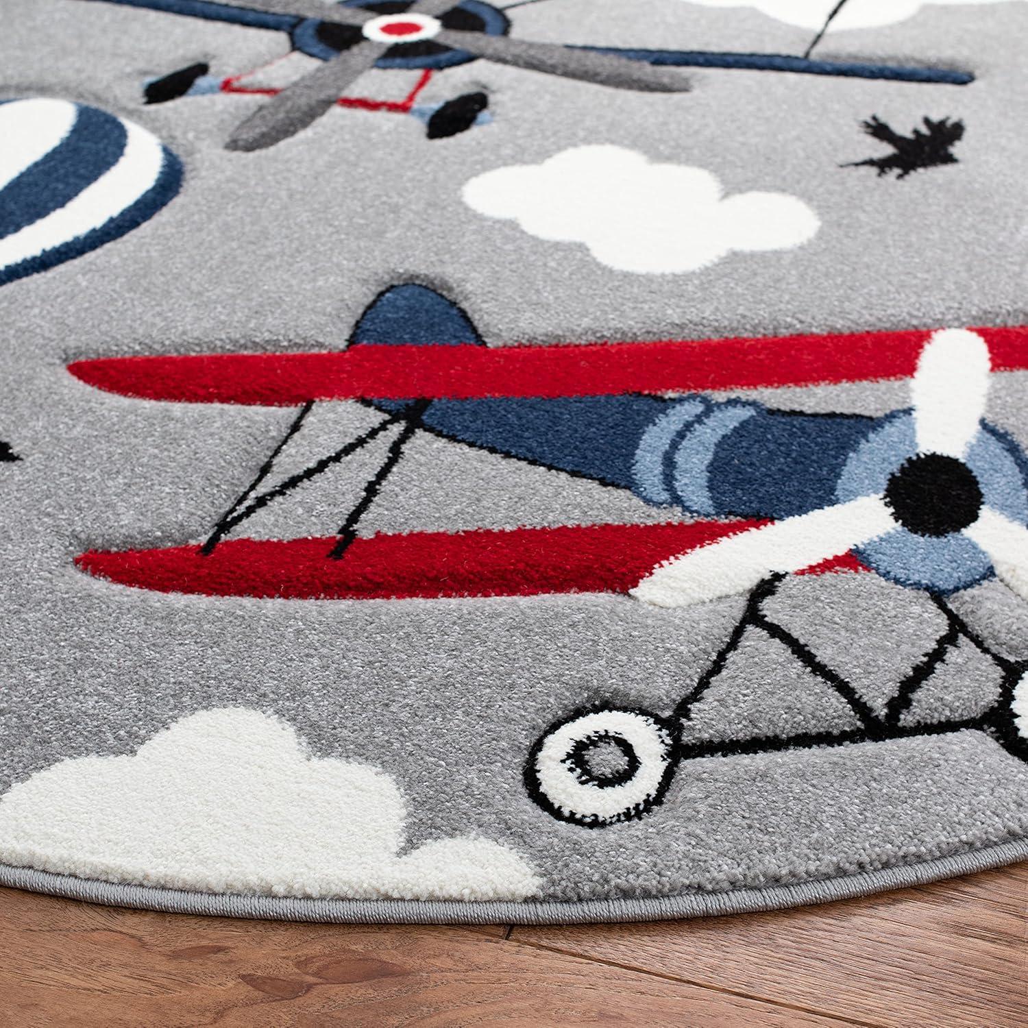 image:imageSAFAVIEH Carousel Kids Collection Area Rug 53 x 76 Light Grey amp Red NonShedding amp Easy Care Ideal for High Traffic Areas for Boys amp Girls in Playroom Nursery Bedroom CRK137FLight GreyRed