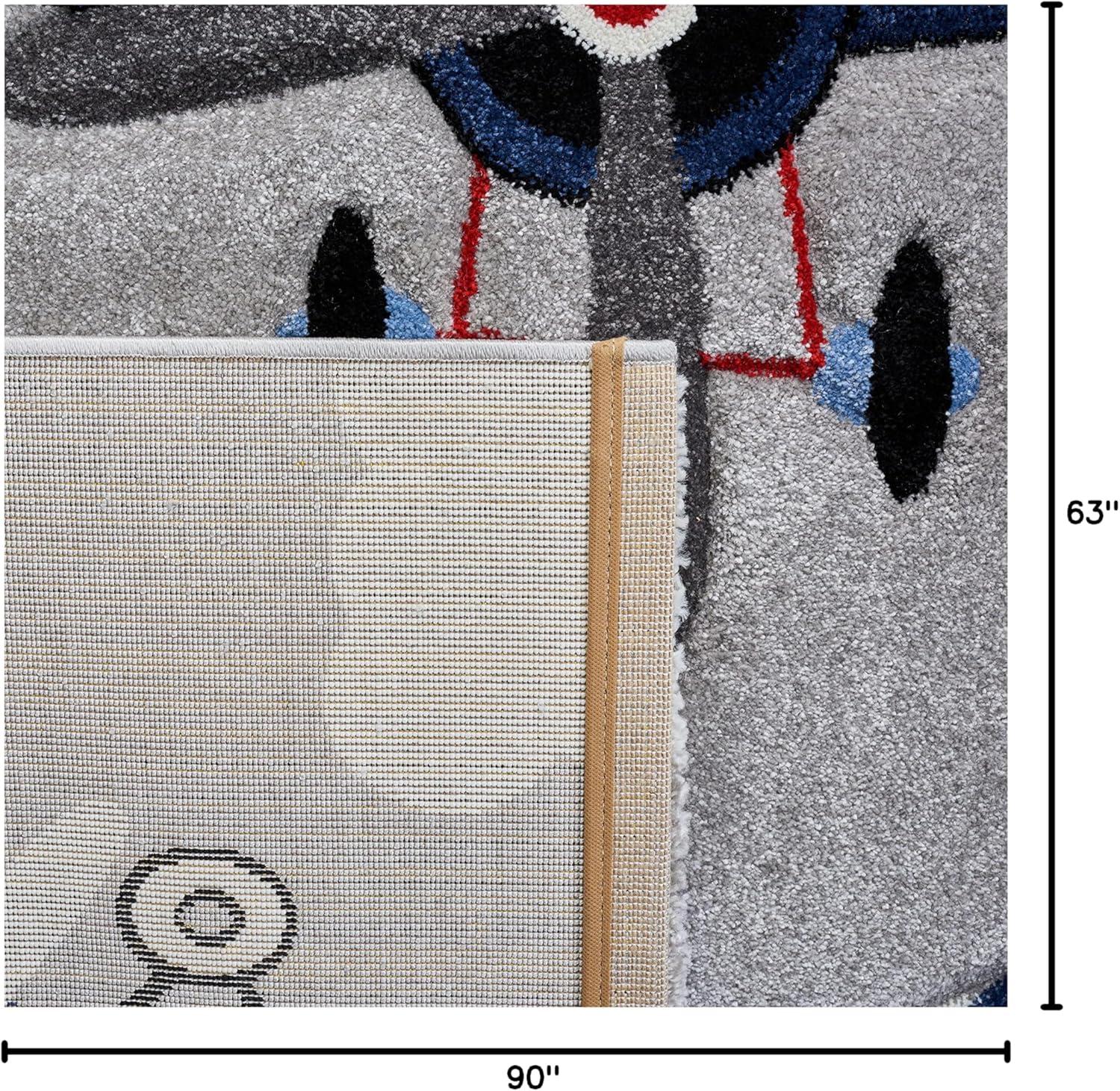 image:imageSAFAVIEH Carousel Kids Collection Area Rug 53 x 76 Light Grey amp Red NonShedding amp Easy Care Ideal for High Traffic Areas for Boys amp Girls in Playroom Nursery Bedroom CRK137FLight GreyRed