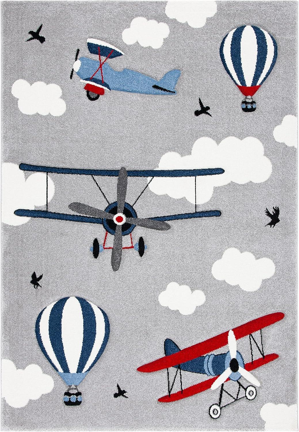 image:imageSAFAVIEH Carousel Kids Collection Area Rug 53 x 76 Light Grey amp Red NonShedding amp Easy Care Ideal for High Traffic Areas for Boys amp Girls in Playroom Nursery Bedroom CRK137FLight GreyRed