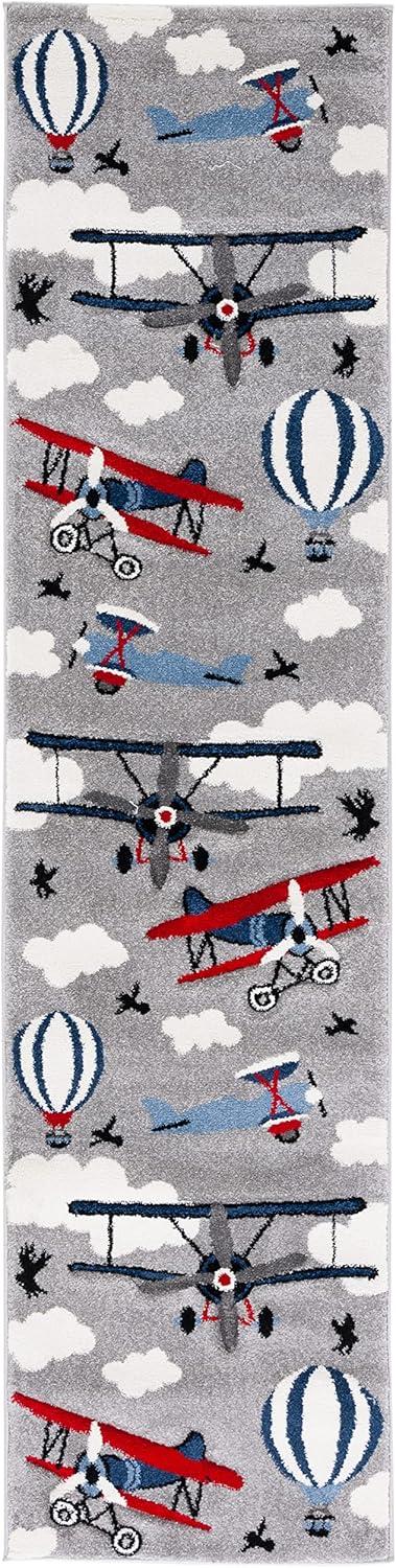 image:imageSAFAVIEH Carousel Kids Collection Area Rug 53 x 76 Light Grey amp Red NonShedding amp Easy Care Ideal for High Traffic Areas for Boys amp Girls in Playroom Nursery Bedroom CRK137FLight GreyRed