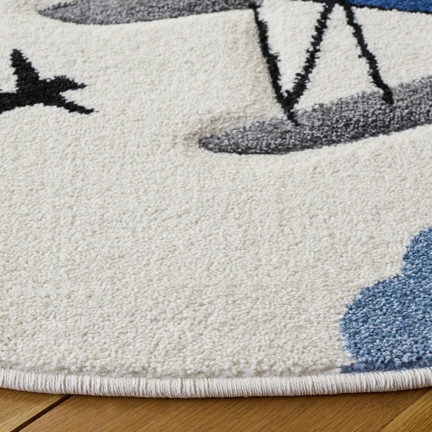 image:imageSAFAVIEH Carousel Kids Collection Area Rug 53 x 76 Light Grey amp Red NonShedding amp Easy Care Ideal for High Traffic Areas for Boys amp Girls in Playroom Nursery Bedroom CRK137FIvoryBlue