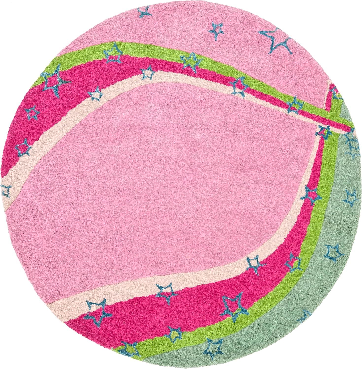 image:imageSAFAVIEH Kids Collection Accent Rug 3 x 5 Green amp Pink Handmade Stars Wool Ideal for High Traffic Areas in Entryway Living Room Bedroom SFK338AGreenPink