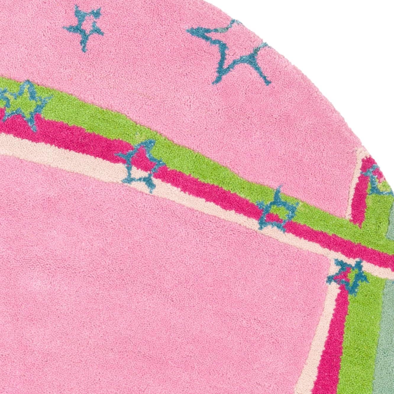 image:imageSAFAVIEH Kids Collection Accent Rug 3 x 5 Green amp Pink Handmade Stars Wool Ideal for High Traffic Areas in Entryway Living Room Bedroom SFK338AGreenPink