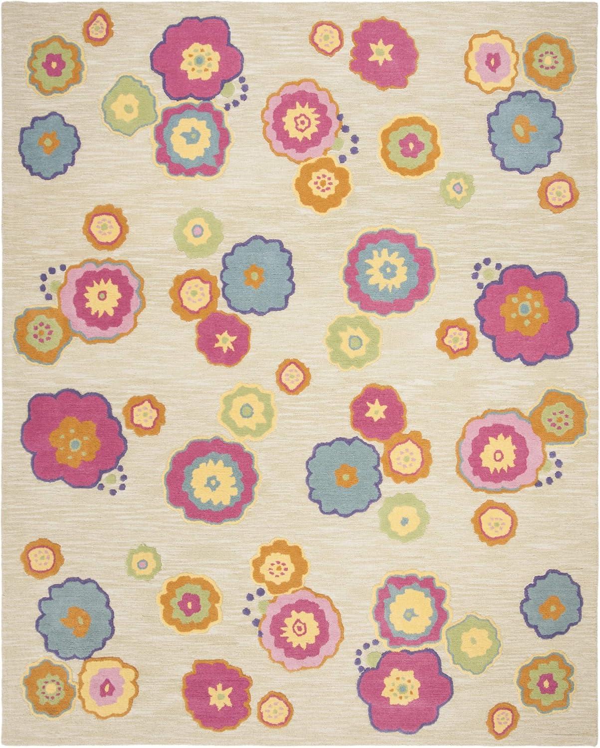 image:imageSAFAVIEH Kids Collection Accent Rug 3 x 5 Light Green amp Multi Handmade Floral Wool Ideal for High Traffic Areas in Entryway Living Room Bedroom SFK316ALight GreenMulti
