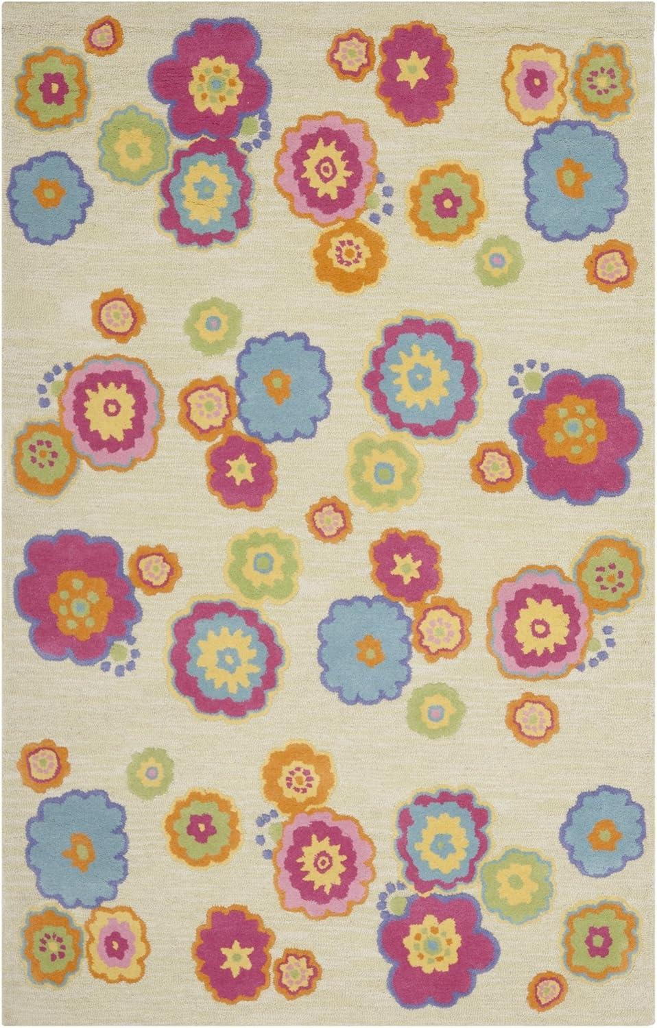 image:imageSAFAVIEH Kids Collection Accent Rug 3 x 5 Light Green amp Multi Handmade Floral Wool Ideal for High Traffic Areas in Entryway Living Room Bedroom SFK316ALight GreenMulti