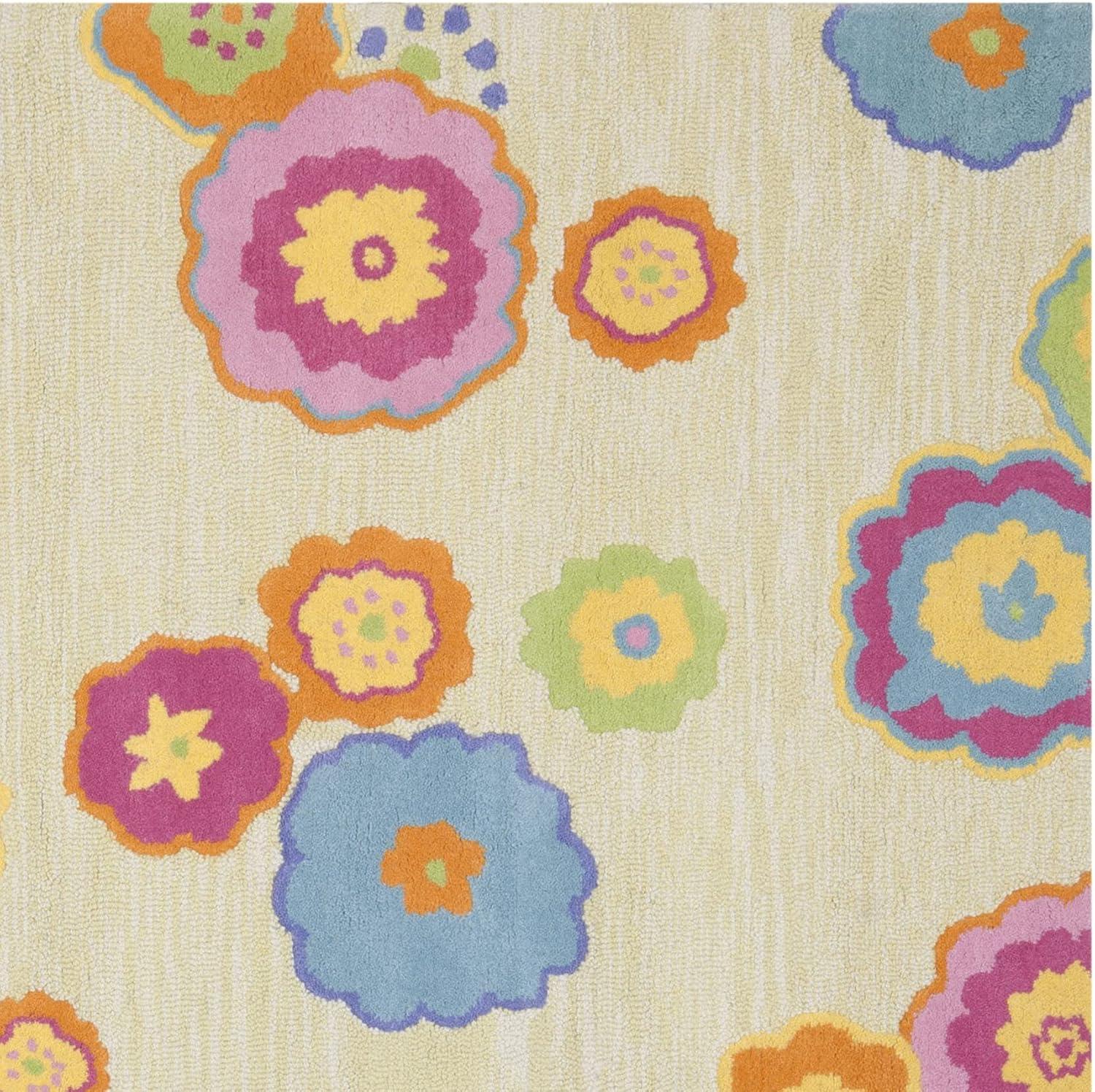 image:imageSAFAVIEH Kids Collection Accent Rug 3 x 5 Light Green amp Multi Handmade Floral Wool Ideal for High Traffic Areas in Entryway Living Room Bedroom SFK316ALight GreenMulti