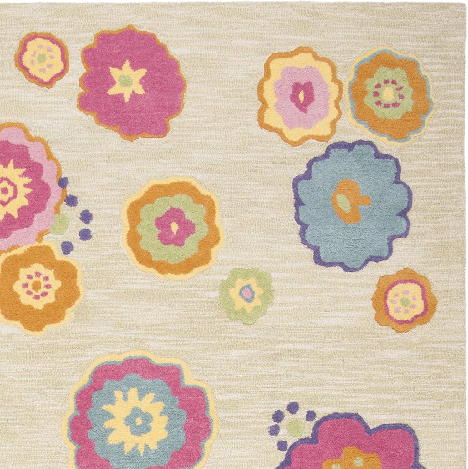 image:imageSAFAVIEH Kids Collection Accent Rug 3 x 5 Light Green amp Multi Handmade Floral Wool Ideal for High Traffic Areas in Entryway Living Room Bedroom SFK316ALight GreenMulti