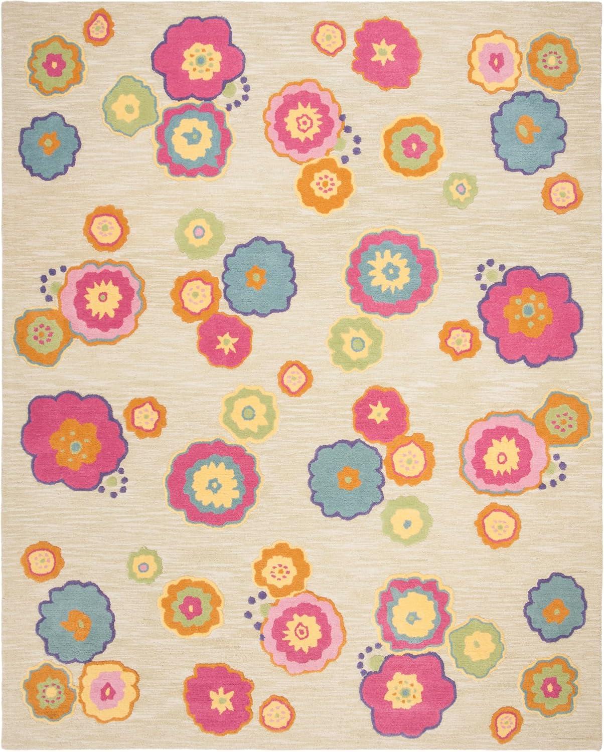 image:imageSAFAVIEH Kids Collection Accent Rug 3 x 5 Light Green amp Multi Handmade Floral Wool Ideal for High Traffic Areas in Entryway Living Room Bedroom SFK316ALight GreenMulti