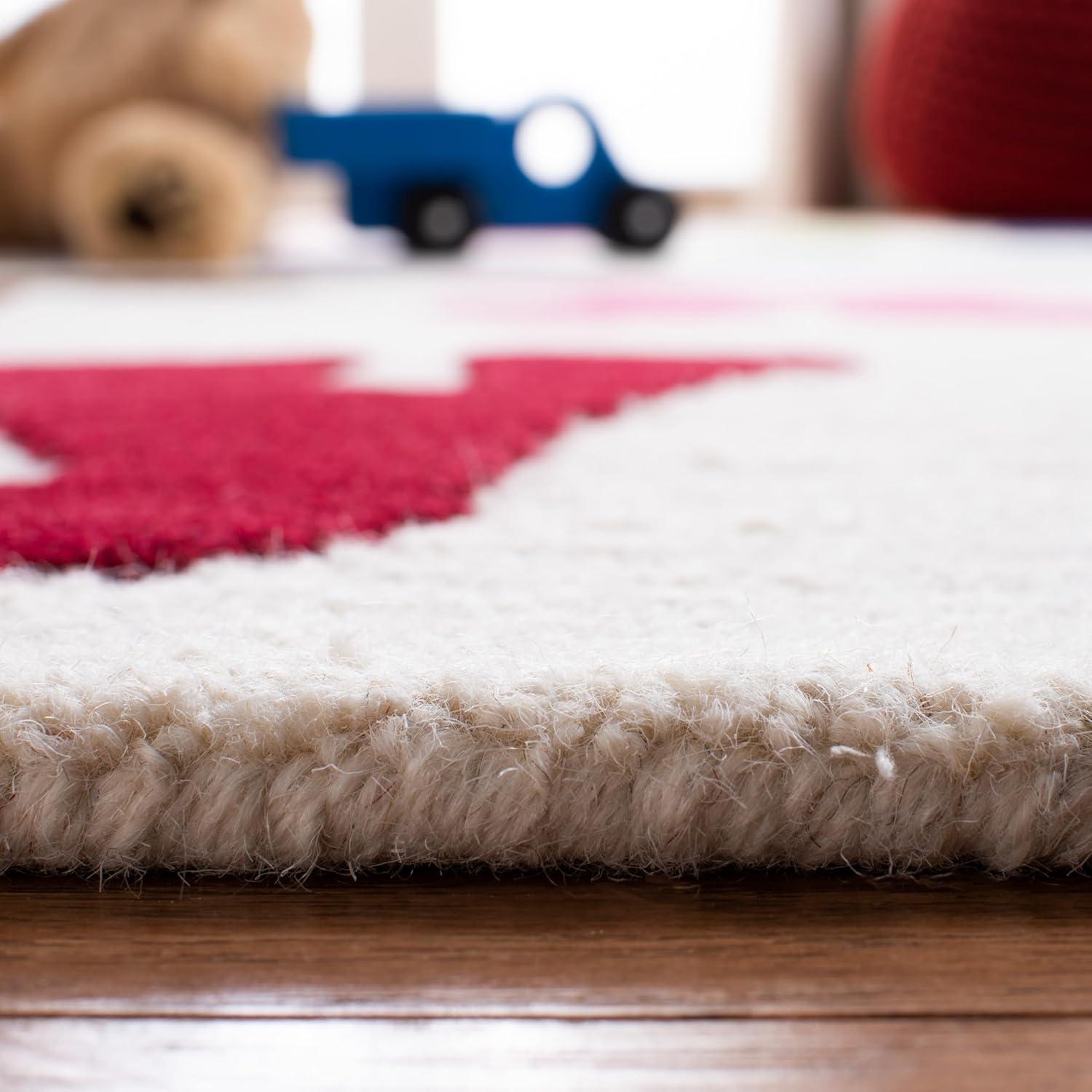 image:imageSAFAVIEH Kids Collection Area Rug 5 x 8 Ivory amp Multi Handmade Alphabet Letters Wool Ideal for High Traffic Areas in Living Room Bedroom SFK389AIvoryMulti