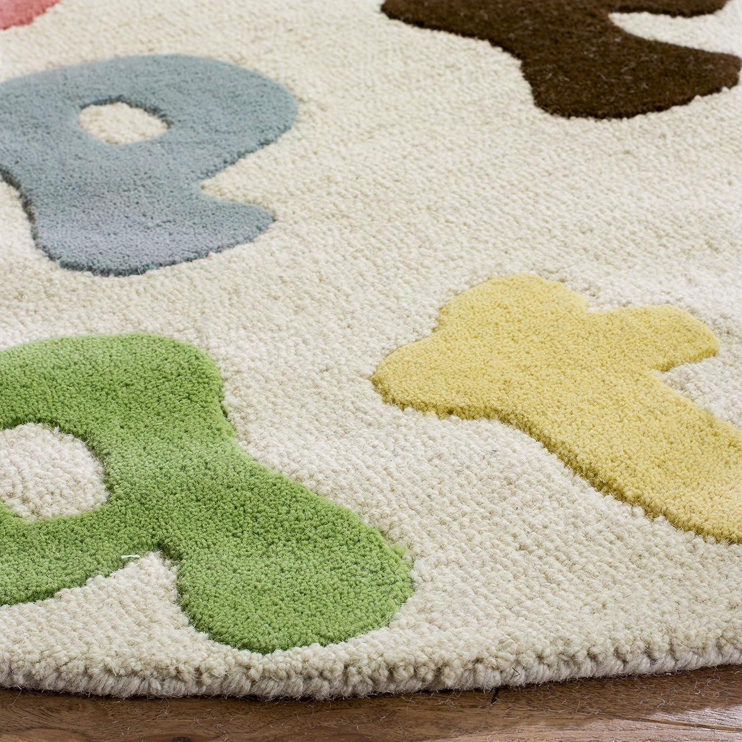 image:imageSAFAVIEH Kids Collection Area Rug 5 x 8 Ivory amp Multi Handmade Alphabet Letters Wool Ideal for High Traffic Areas in Living Room Bedroom SFK389AIvoryMulti