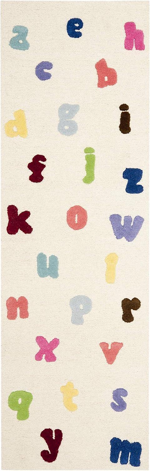 image:imageSAFAVIEH Kids Collection Area Rug 5 x 8 Ivory amp Multi Handmade Alphabet Letters Wool Ideal for High Traffic Areas in Living Room Bedroom SFK389AIvoryMulti