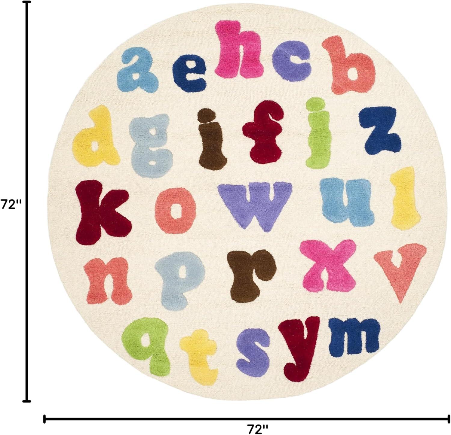 image:imageSAFAVIEH Kids Collection Area Rug 5 x 8 Ivory amp Multi Handmade Alphabet Letters Wool Ideal for High Traffic Areas in Living Room Bedroom SFK389AIvoryMulti