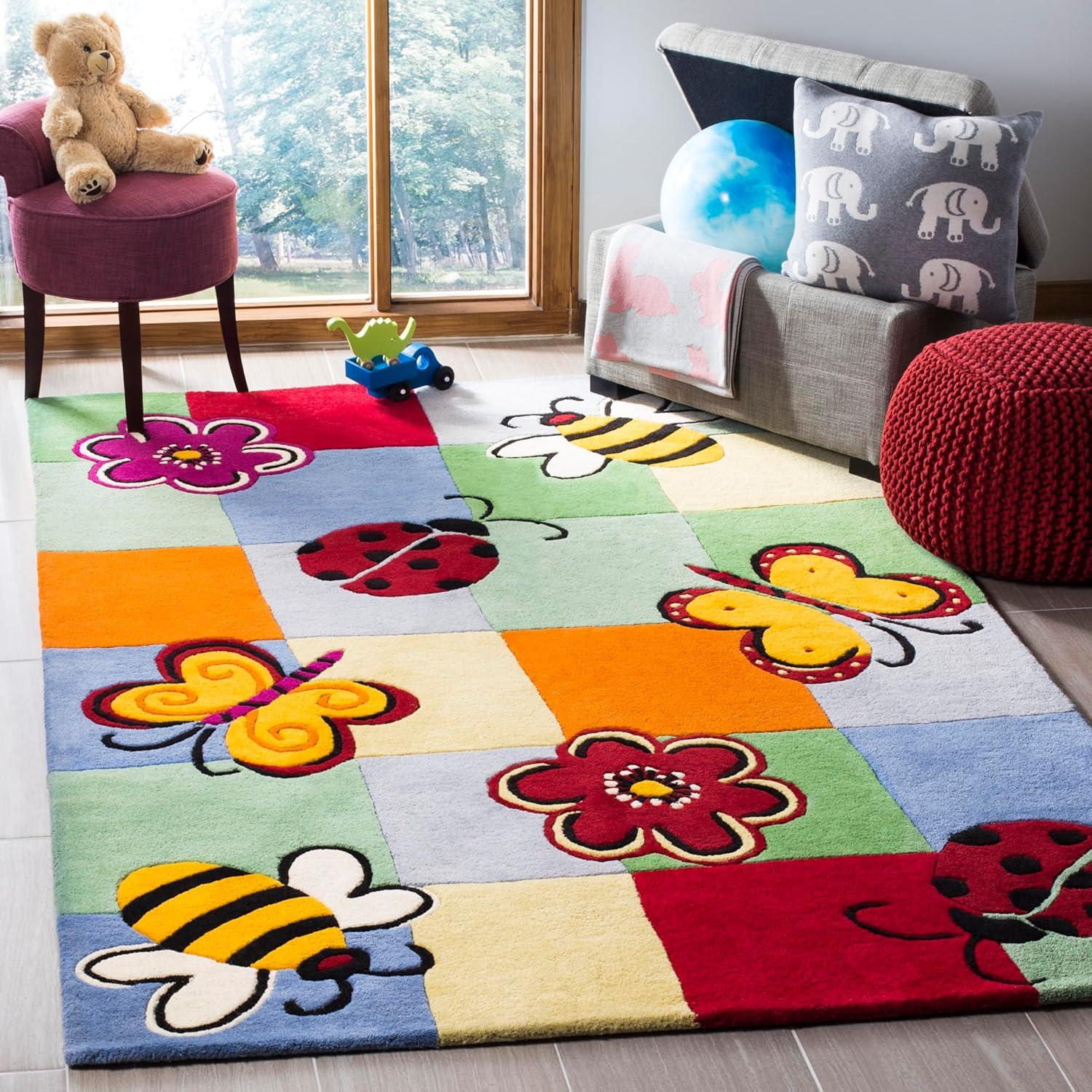 image:imageSAFAVIEH Kids Collection Area Rug 5 x 8 Multi Handmade Wool Ideal for High Traffic Areas in Living Room Bedroom SFK753AMulti Color