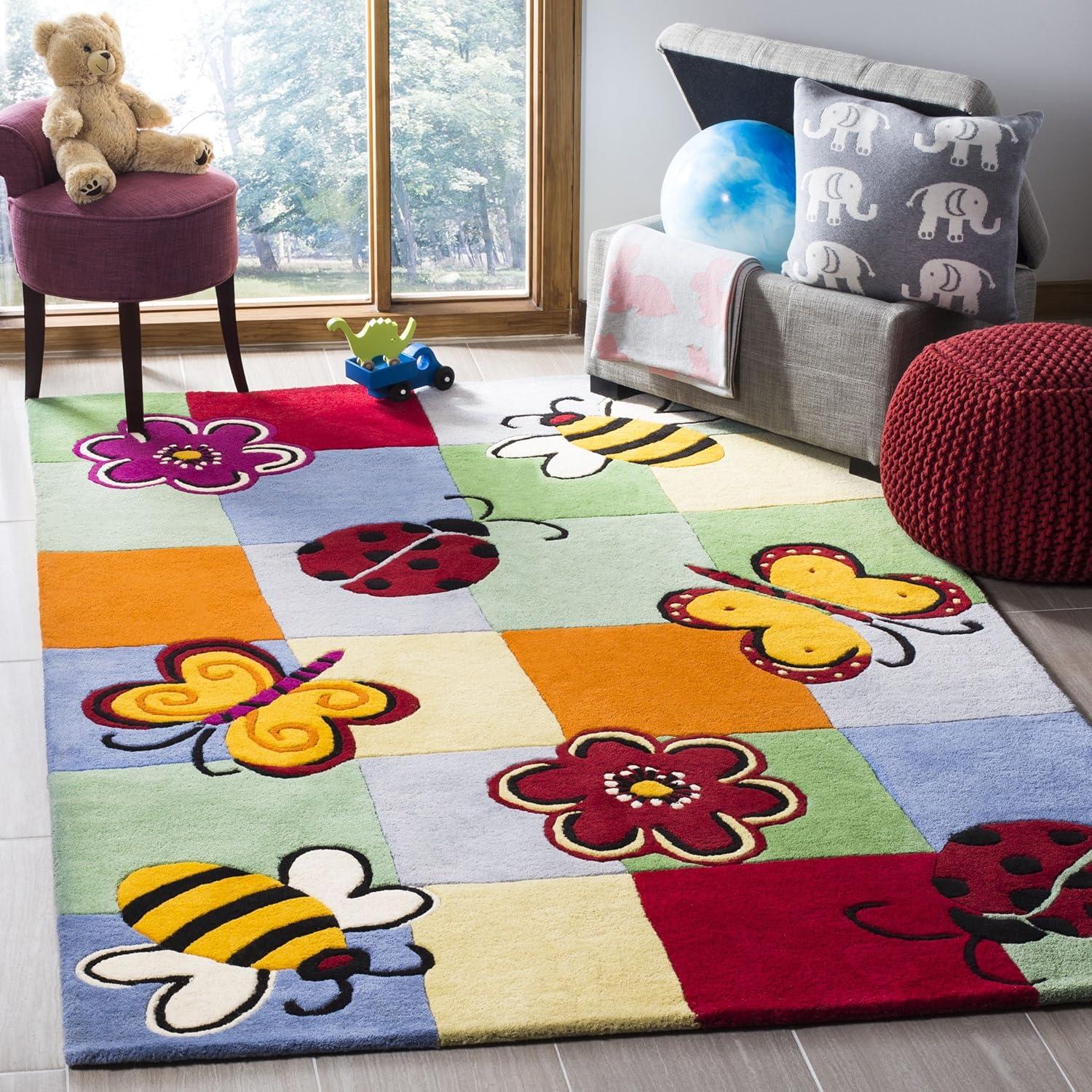 image:imageSAFAVIEH Kids Collection Area Rug 5 x 8 Multi Handmade Wool Ideal for High Traffic Areas in Living Room Bedroom SFK753AMulti Color
