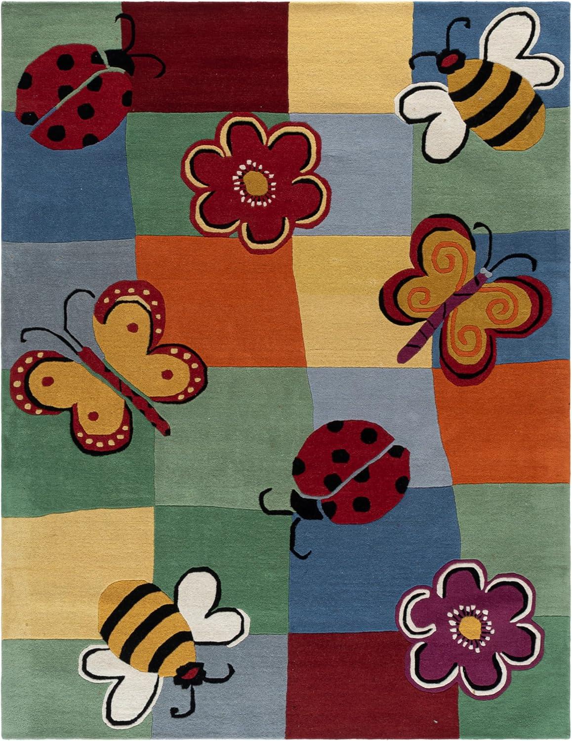 image:imageSAFAVIEH Kids Collection Area Rug 5 x 8 Multi Handmade Wool Ideal for High Traffic Areas in Living Room Bedroom SFK753AMulti Color