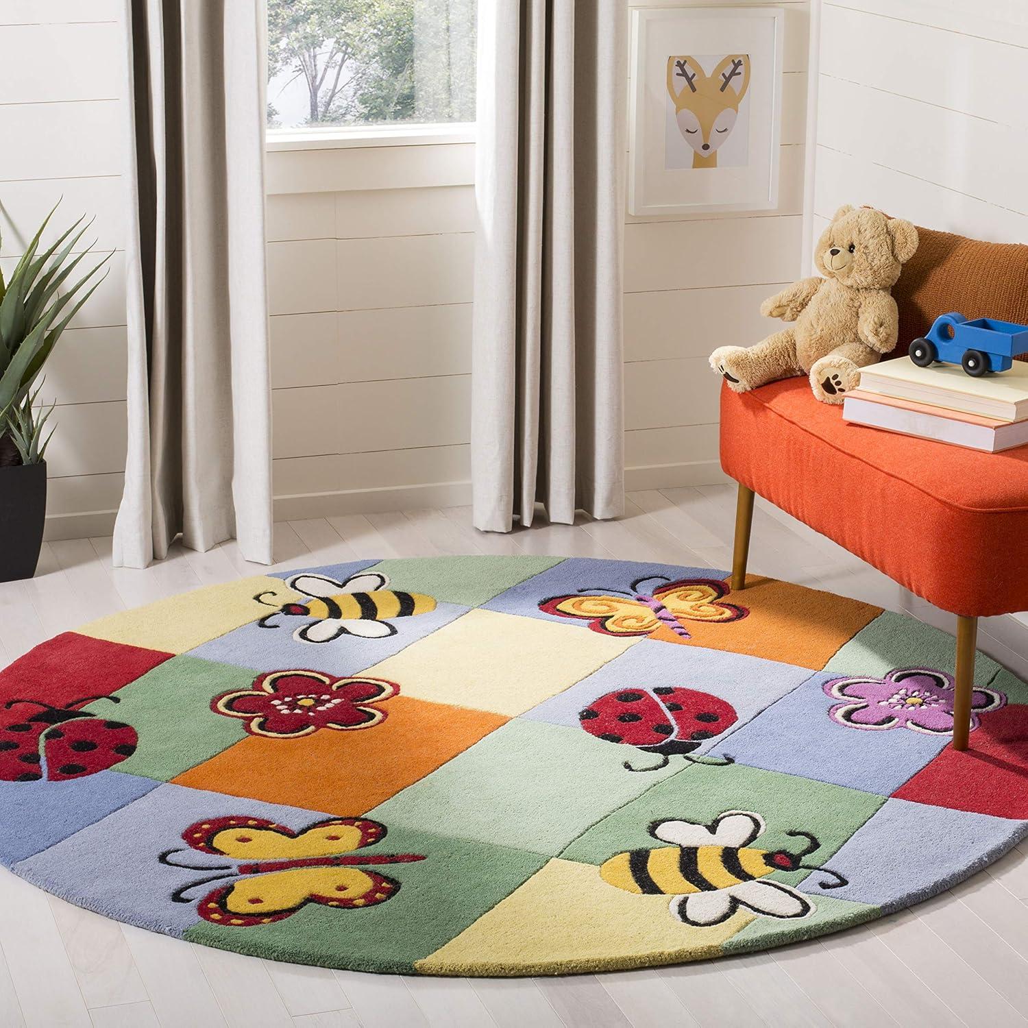 image:imageSAFAVIEH Kids Collection Area Rug 5 x 8 Multi Handmade Wool Ideal for High Traffic Areas in Living Room Bedroom SFK753AMulti Color