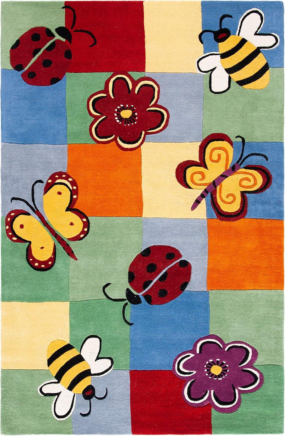 image:imageSAFAVIEH Kids Collection Area Rug 5 x 8 Multi Handmade Wool Ideal for High Traffic Areas in Living Room Bedroom SFK753AMulti Color
