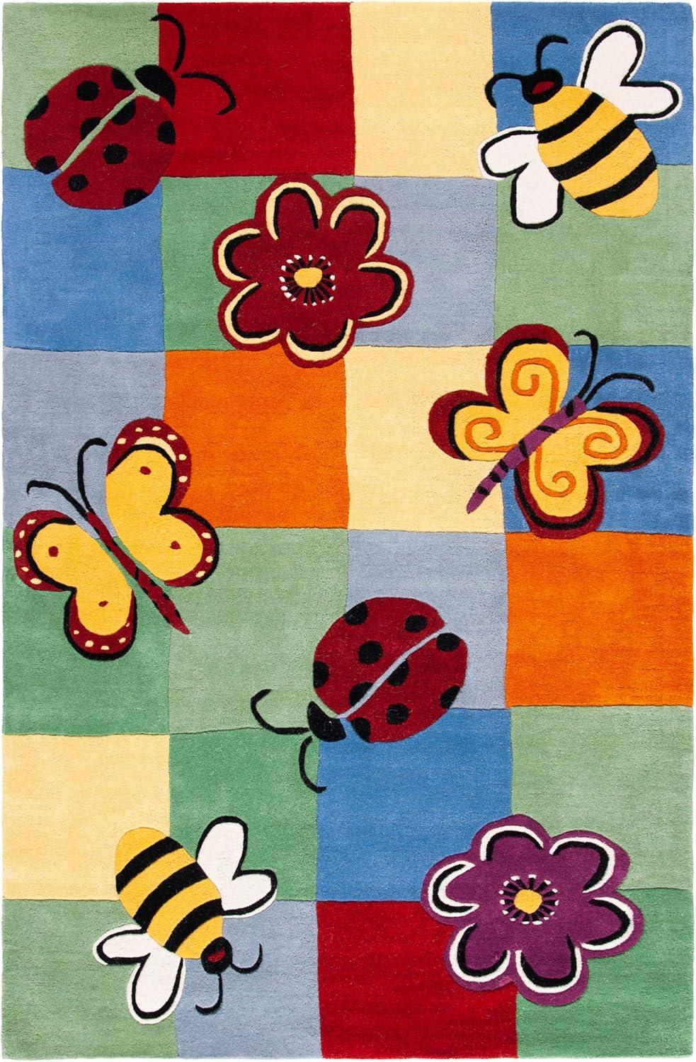 image:imageSAFAVIEH Kids Collection Area Rug 5 x 8 Multi Handmade Wool Ideal for High Traffic Areas in Living Room Bedroom SFK753AMulti Color