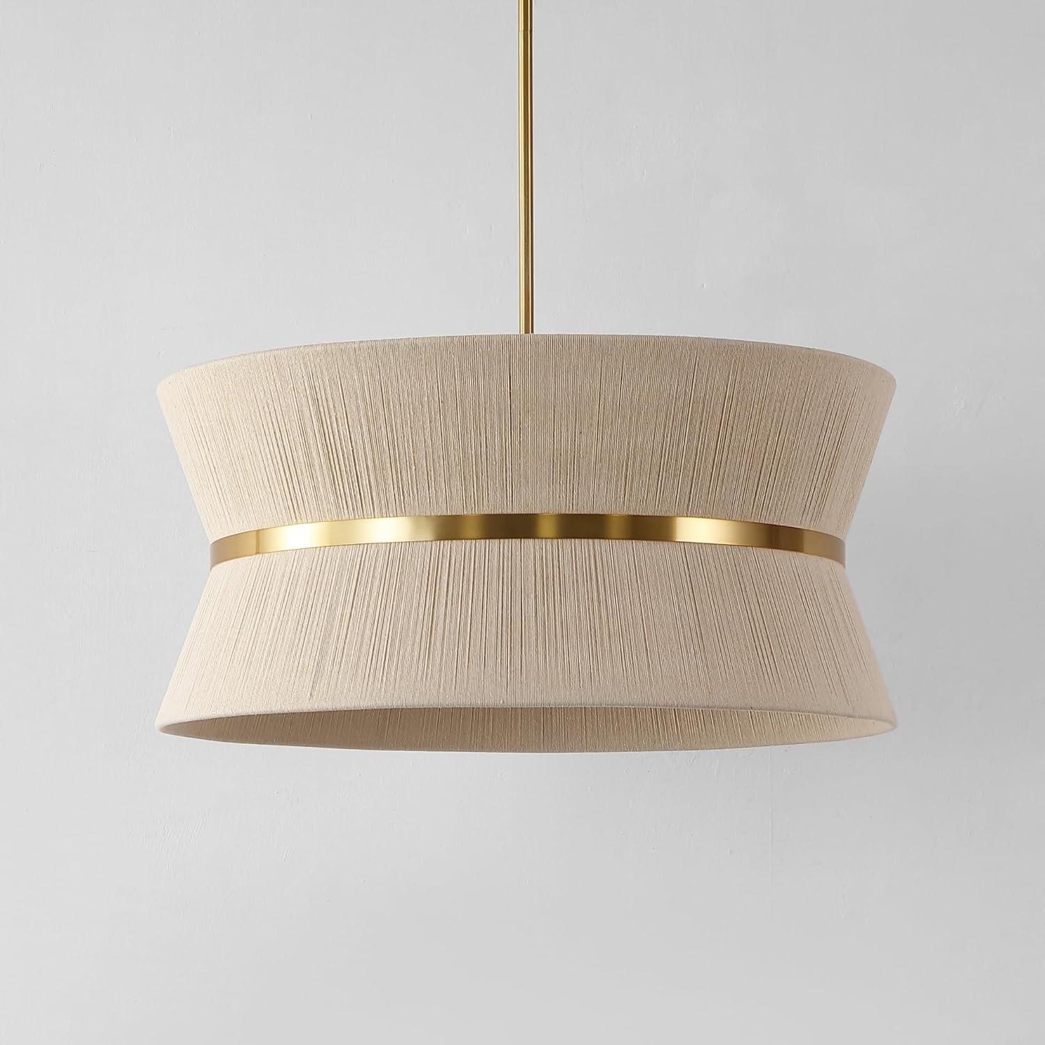 image:imageSAFAVIEH Lighting Collection Alma Bleached Natural Rattan amp Brass Gold 4Light Adjustable Chandelier Contemporary Glam Hanging Ceiling Fixture with LED Bulbs Included CHA4037A