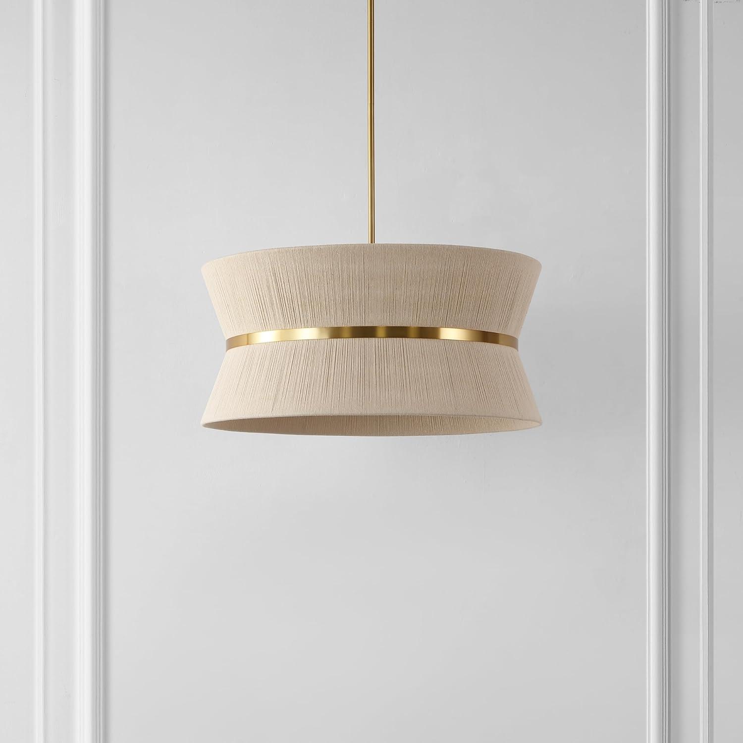 image:imageSAFAVIEH Lighting Collection Alma Bleached Natural Rattan amp Brass Gold 4Light Adjustable Chandelier Contemporary Glam Hanging Ceiling Fixture with LED Bulbs Included CHA4037A