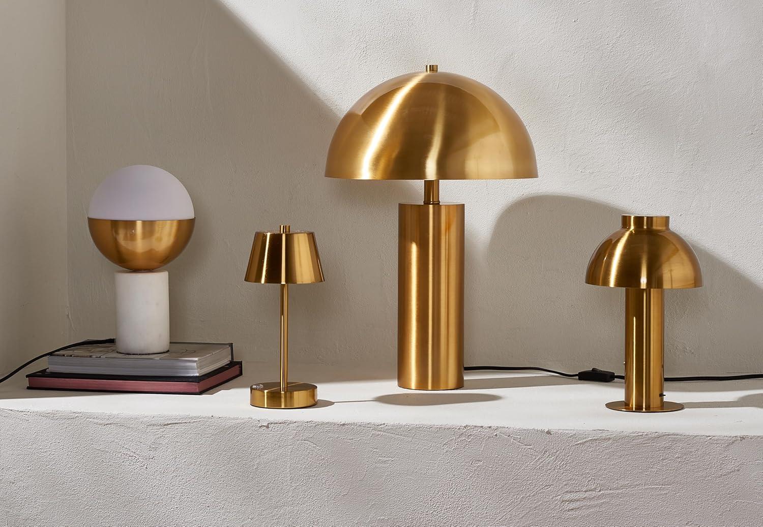 image:imageSAFAVIEH Lighting Collection Iria Gold Dome Mushroom Table Lamp Modern Metal Accent Lighting with LED Bulb Included 21Inch Tall TBL4319A
