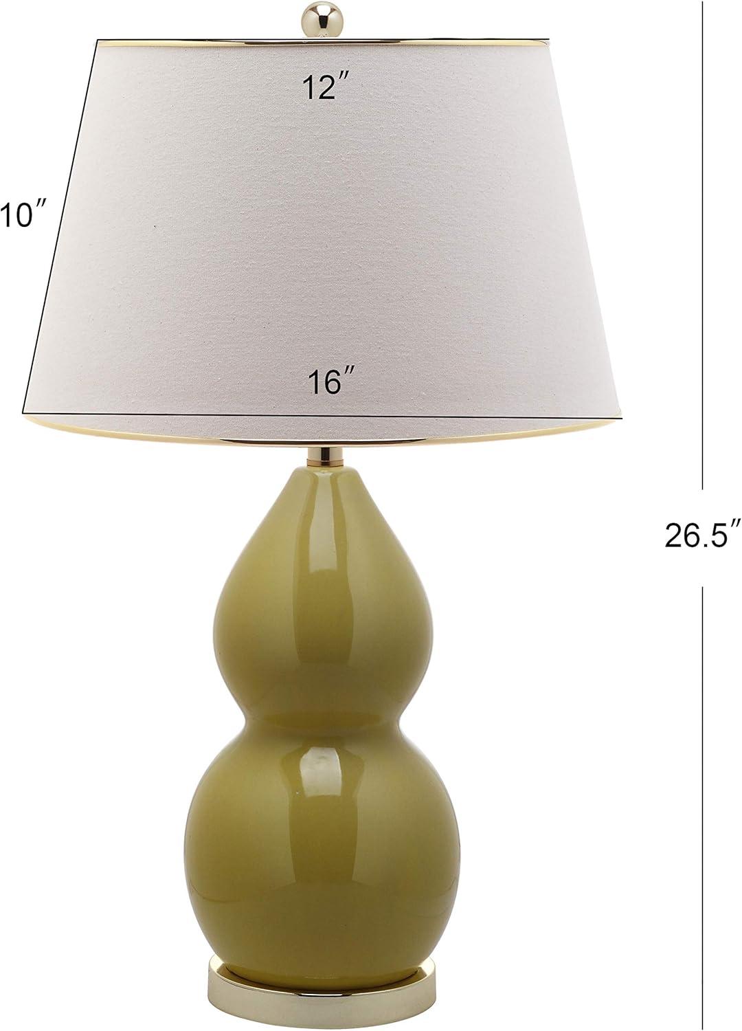 image:imageSAFAVIEH Lighting Collection Jill 27 Double Gourd Ceramic Table Lamp Yellow with White Shade LIT4093HYellow